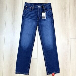 RE/DONE 70s Crop Boot Jeans Women's Sz 29 Deep Faded Blue Stretch Denim NWT $266